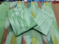 SF3 5423  South cotton handloom kurti  handloom cotton pants and dupatta*  - Green, XL-42