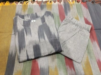 SF3 5423  South cotton handloom kurti  handloom cotton pants and dupatta*  - Gray, XL-42