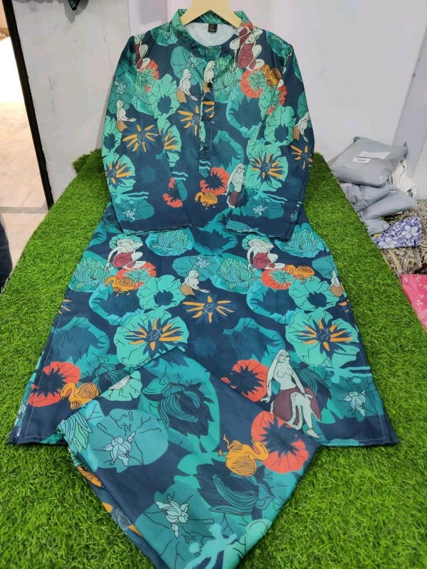 SF3 5447  Beautiful kurti pent  Design for Gorgeous ladies Muslin kurti pent set digital print - L-40