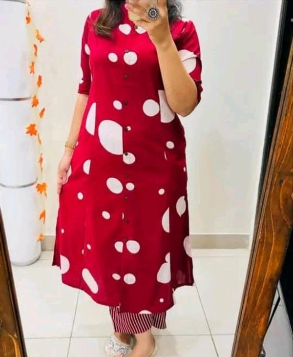 SF2 5449 Premium  cotton kurti Pent set  designer Co-erd set in Aline pattern   - Red, M-38