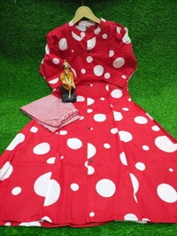 SF2 5449 Premium  cotton kurti Pent set  designer Co-erd set in Aline pattern   - Red, M-38