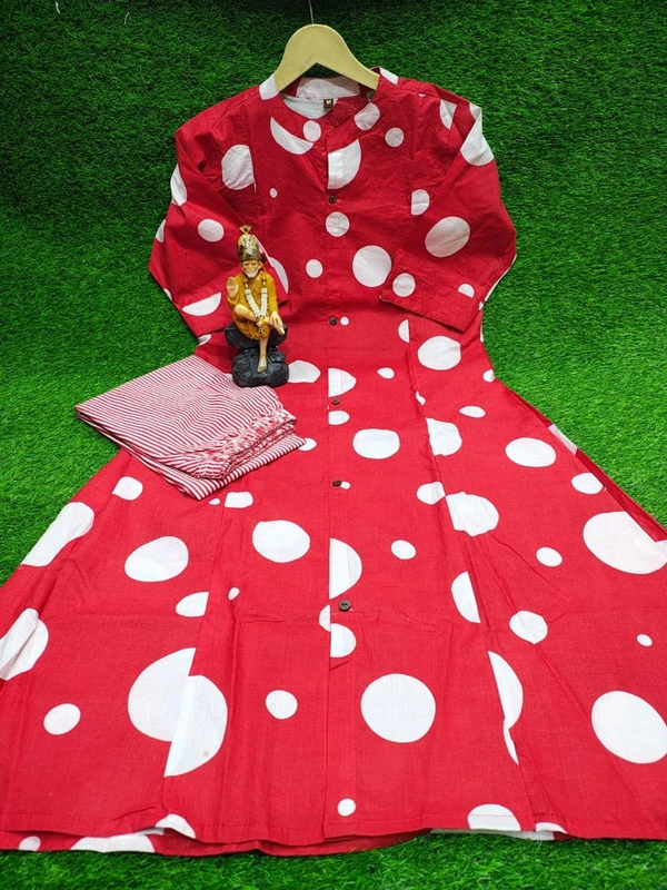 SF2 5449 Premium  cotton kurti Pent set  designer Co-erd set in Aline pattern   - Red, M-38