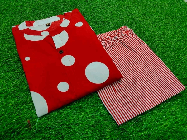 SF2 5449 Premium  cotton kurti Pent set  designer Co-erd set in Aline pattern   - Red, M-38