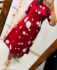 SF2 5449 Premium  cotton kurti Pent set  designer Co-erd set in Aline pattern   - Red, L-40