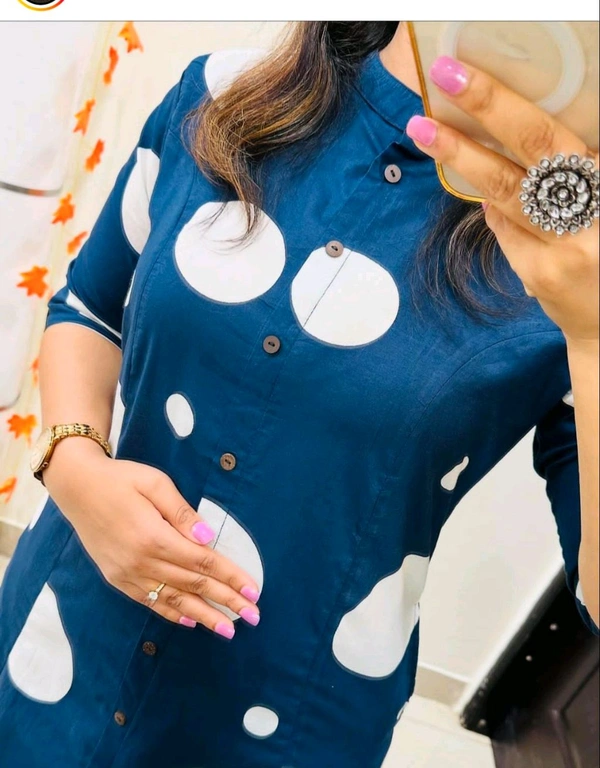 SF2 5449 Premium  cotton kurti Pent set  designer Co-erd set in Aline pattern   - Blue, M-38