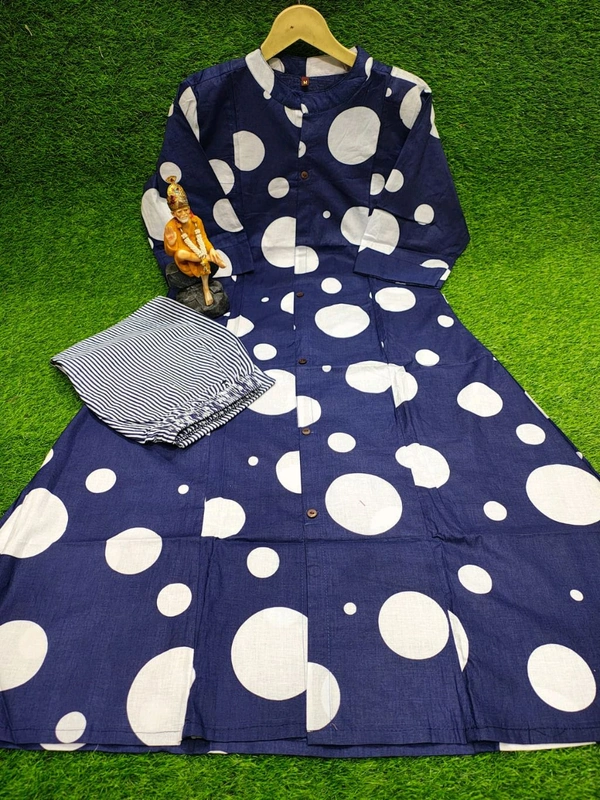 SF2 5449 Premium  cotton kurti Pent set  designer Co-erd set in Aline pattern   - Blue, M-38