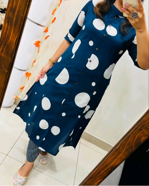 SF2 5449 Premium  cotton kurti Pent set  designer Co-erd set in Aline pattern   - Blue, XL-42