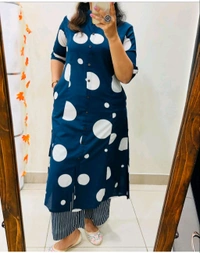 SF2 5449 Premium  cotton kurti Pent set  designer Co-erd set in Aline pattern   - Blue, XL-42