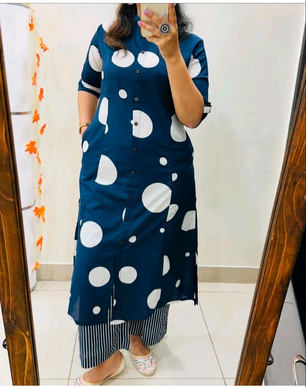 SF2 5449 Premium  cotton kurti Pent set  designer Co-erd set in Aline pattern   - Blue, XL-42