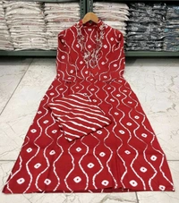 SF2  5466 Heavy Rayon  new Kurta pant sets with beautiful neck hand work   - Red, L-40