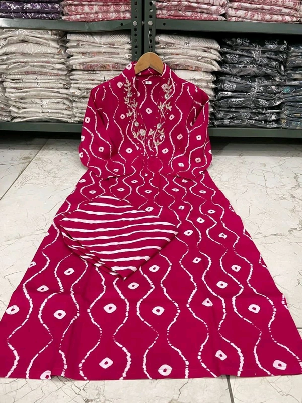 SF2  5466 Heavy Rayon  new Kurta pant sets with beautiful neck hand work   - Pink, L-40