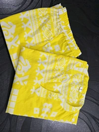 SF3  5467 Brighten your wardrobe with betel print Heavy cotton Co-ord setVibrant yellow & Lace Work    - Yellow, M-38