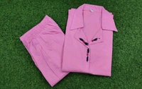 SF2  5470 "Stay cool and stylish  long with our sleeveless Cotton  kurta pant set -  - Pink, M-38