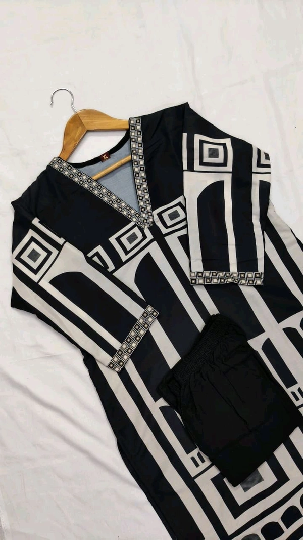 SF2 5472  🆕Trendy wear Charcoal Digital Panel Printed Muslin Silk Kurta and Pant set  - 2XL-44