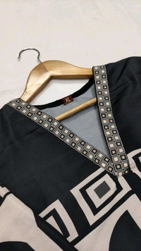 SF2 5472  🆕Trendy wear Charcoal Digital Panel Printed Muslin Silk Kurta and Pant set  - 2XL-44