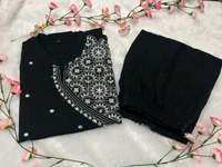 SF2 5473  Beautiful  Cotton  kurti pant  with embroidery  - Black, M-38