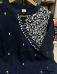 SF2 5473  Beautiful  Cotton  kurti pant  with embroidery  - Black, 2XL-44