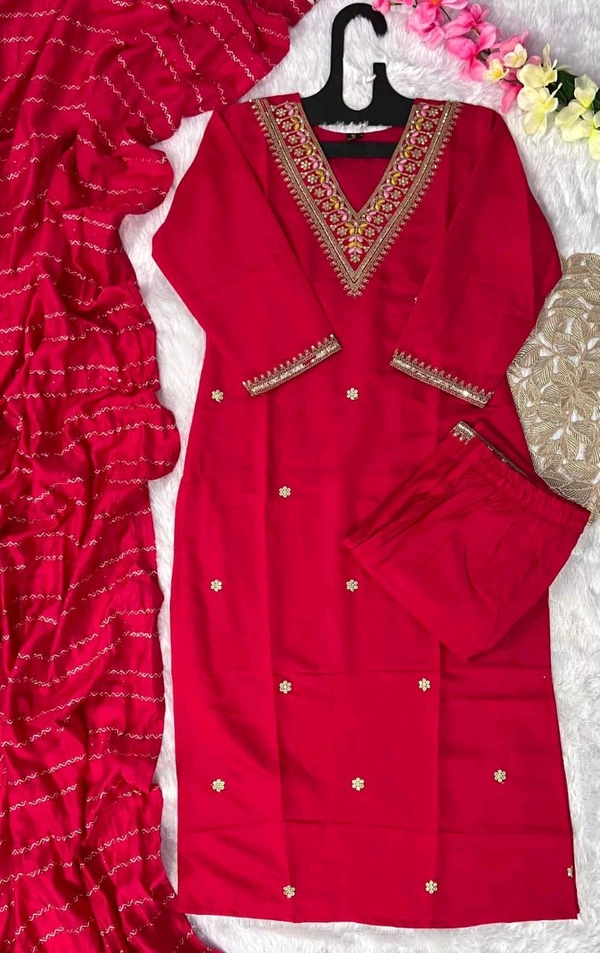SF2 5474  New Designers Kurti Pent Dupatta Set Beautiful Embroidery With Sequence coding Work**Dupatta  - 2XL-44