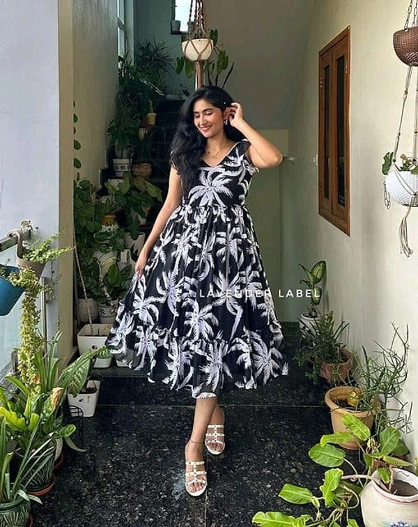 SF2  5477 *New Beautiful  printed Dates flower  cotton middi Gown dress* - M-38