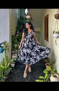 SF2  5477 *New Beautiful  printed Dates flower  cotton middi Gown dress* - 2XL-44