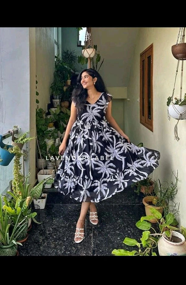 SF2  5477 *New Beautiful  printed Dates flower  cotton middi Gown dress* - 2XL-44
