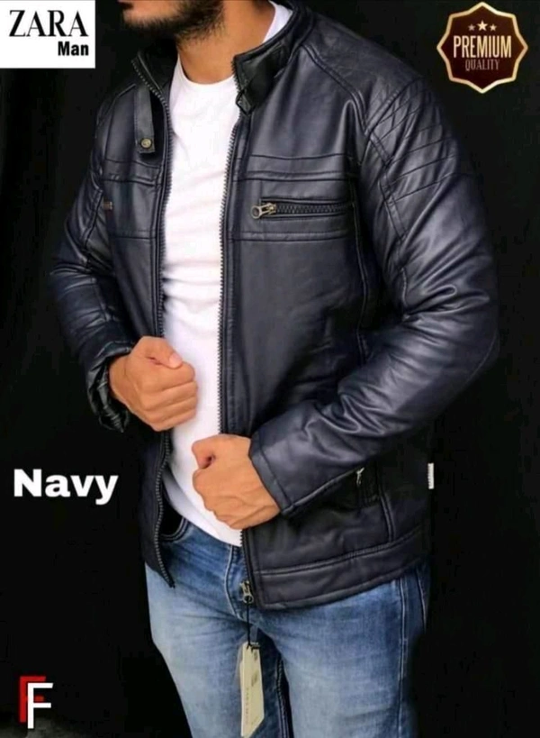 5478 New Leather jacket*✨ *Premium Quality  - Navy Blue, 2XL-44