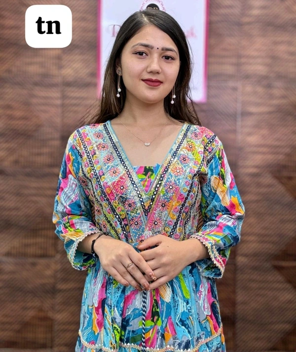 SF3  5482 BEUTIFUL HEAVY FULLY GHERA KURTIS 3 PCS STITCHIED SUIT SET EMBROIDERY WORK beautiful Heavy Suit Set which is beautifully decorate   - M-38