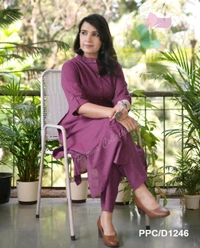 SF2  5483 Premium Fine Cotton  Designer Co-erd set in *Aline Kurta Pant - Dark Purple, XL-42