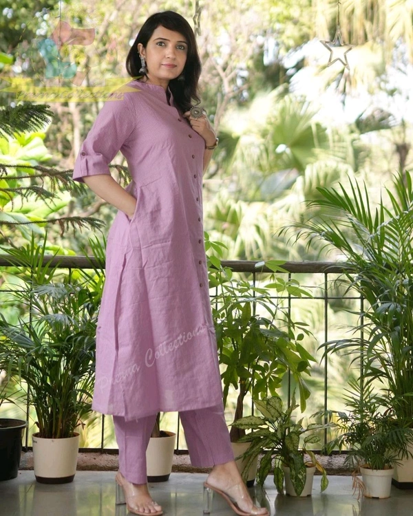 SF2  5483 Premium Fine Cotton  Designer Co-erd set in *Aline Kurta Pant - Pink Lace, 2XL-44