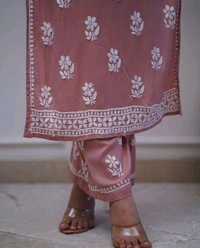 SF3  5489 *New Rayon bright colour chicken embroidery on kurti and Pant - M-38