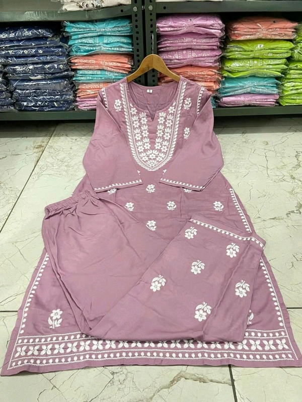 SF3  5489 *New Rayon bright colour chicken embroidery on kurti and Pant - M-38