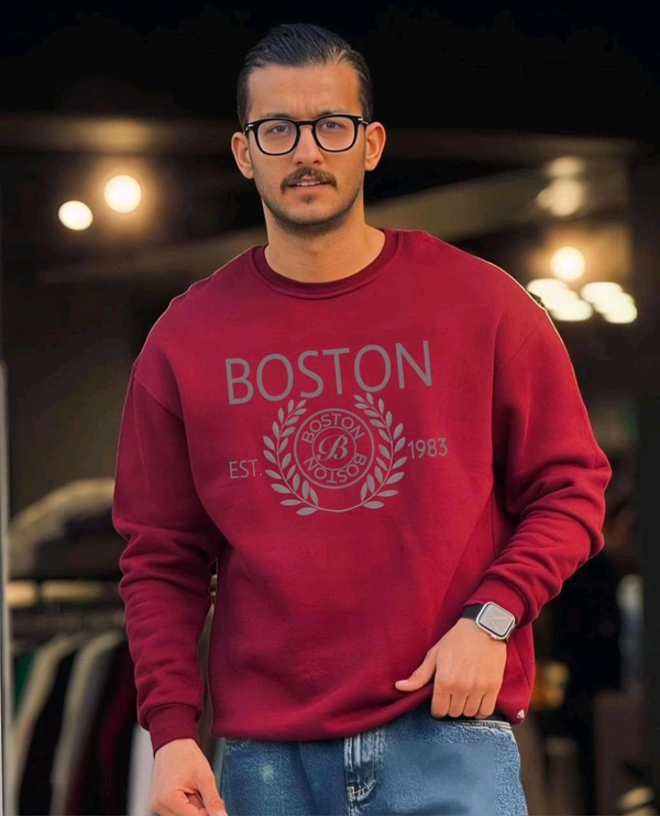 5491 Presenting  COTTON FLEECE SWEATSHIRTS *BRAND ~Boston*PRINT QUALITY - Maroon red, L-40