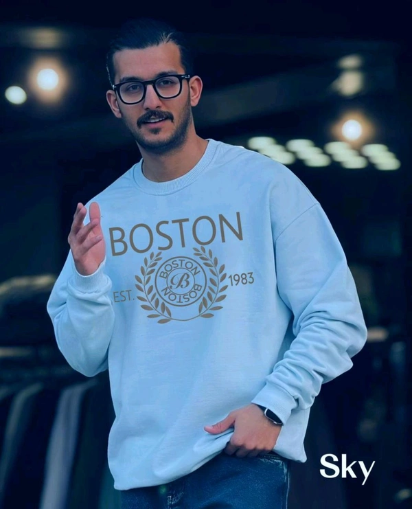 5491 Presenting  COTTON FLEECE SWEATSHIRTS *BRAND ~Boston*PRINT QUALITY - Light blue, L-40