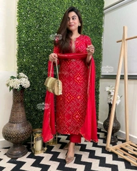 SF2  5498 New  Bandhani  Special Sequence Work On kurta and Plain Malmal Duppata  - 3XL-46
