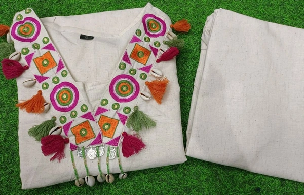 SF3  5499 *new Get ready embroidery design with Tassledetailing perfect  festive season flex cotton Kurta Pant  - 2XL-44