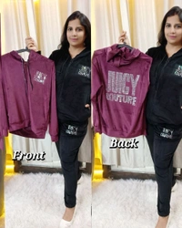 KD18  5502 Wollen juicy couture tracksuit with huddy Both side pocket  - Purple, S-36