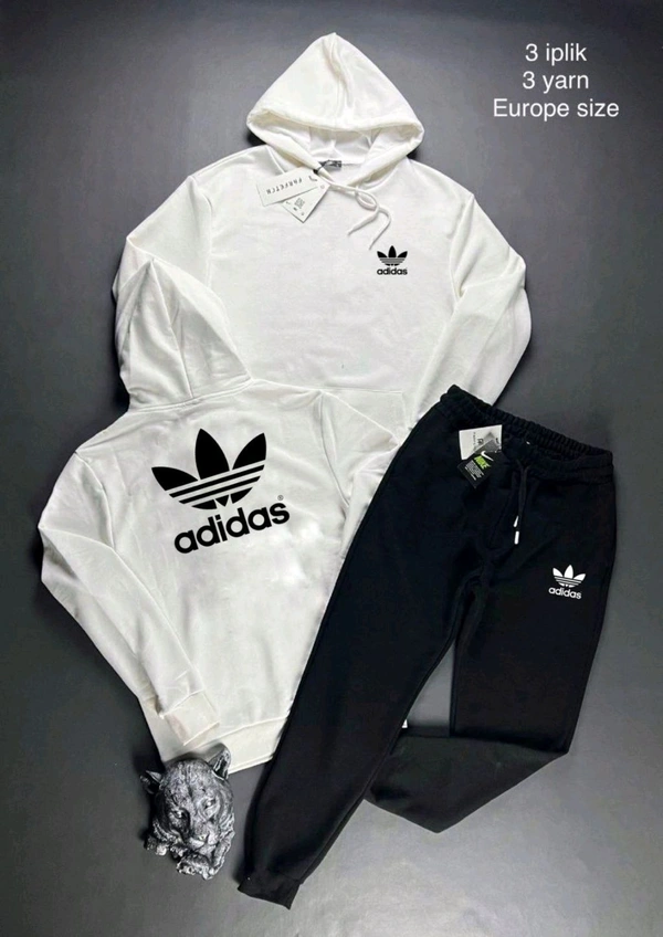 5509 Winter Tracksuits Full Warm Hoodie Lower"Brand -Adidas  - White, L-40