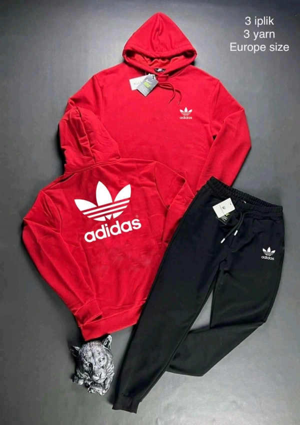 5509 Winter Tracksuits Full Warm Hoodie Lower"Brand -Adidas  - Red, M-38