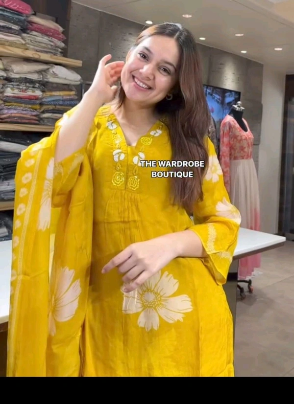 SF3  5511  Very Beautiful Flower Print  Design for Gorgeous   Malmal Dupatta  - Yellow, XL-42