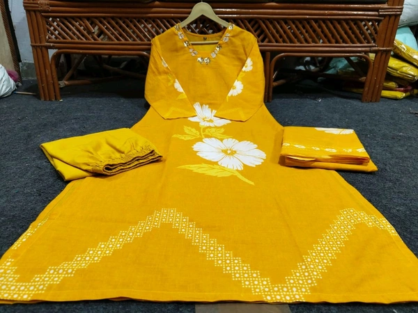 SF3  5511  Very Beautiful Flower Print  Design for Gorgeous   Malmal Dupatta  - Yellow, XL-42