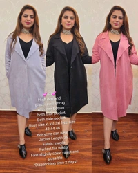 KD18  5513 High demand Blazer cum shrug With one botton both side pocket  - Gray, 3XL-46