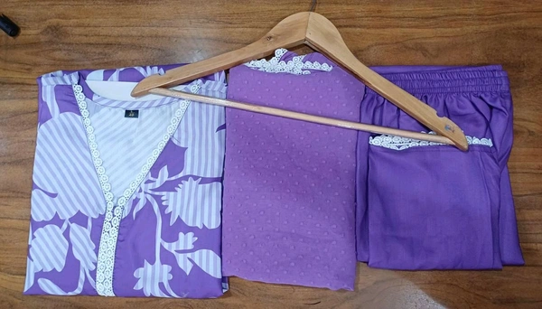 SF3  5516 pure muslin premium qualities-3 pc sets For EMBRODIERY  - Purple, XL-42