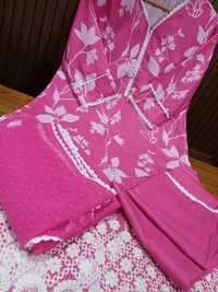 SF3  5516 pure muslin premium qualities-3 pc sets For EMBRODIERY  - Pink, 2XL-44