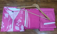 SF3  5516 pure muslin premium qualities-3 pc sets For EMBRODIERY  - Pink, 3XL-46