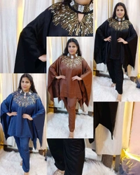 KD18 5516 Trending party wear cordset With neck seroaky and peal workBoth side pocket Fabric imported crepe high quality  - Brown, M-38