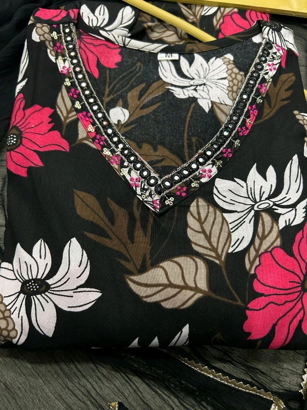 SF2  5517 Beautiful Rayon  Fabric nayra Cut kurti, Pant With Dupatta - XL-42