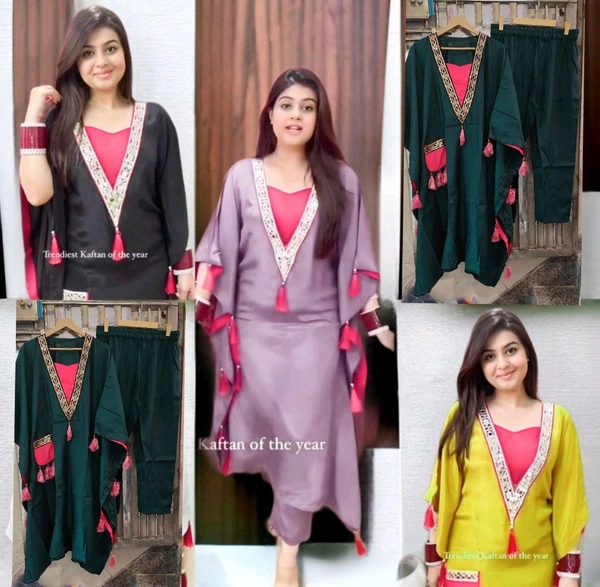 KD18 5518 PARTY WEAR ROMAN SILK KAFTAN SET  - Fuchsia Pink, XL-42