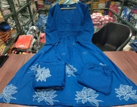 SF3  5519  Latest launch a pintex Pure Cotton Set discharge print kurti with pant and mulmul printed dupatta - Navy Blue, 2XL-44