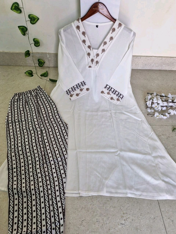 SF2  5521 REYON Fabric.A Line Kurta Set comfort and style  embroidery bordetside - L-40