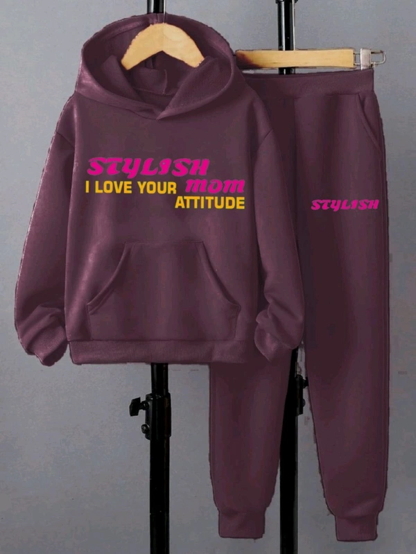 KD18 5523 STYLISH TRACKSUITS FABRIC- FLEECE LENGTH HODDIES  - Purple, L-40